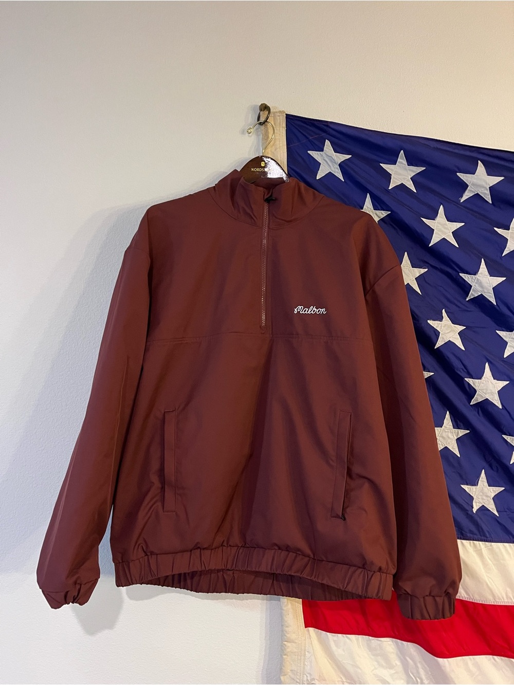 Malbon Men's Wine Half-Zip Performance Pullover